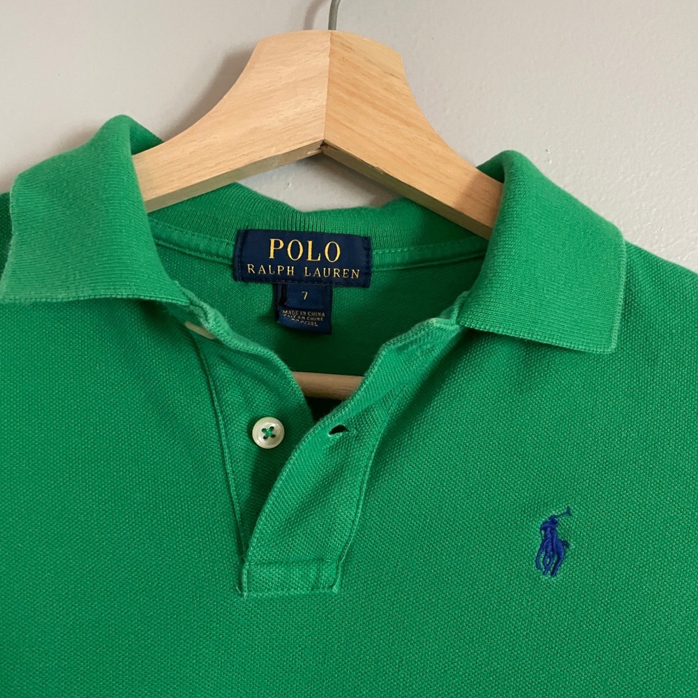 Polo Ralph Lauren Polo Shirt Boys 7 Green Short Sleeve Pony Logo Preppy